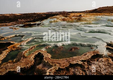 Paesaggio vulcanico a Dallol Geotermia zona, Danakil depressione, Etiopia, Afar Foto Stock