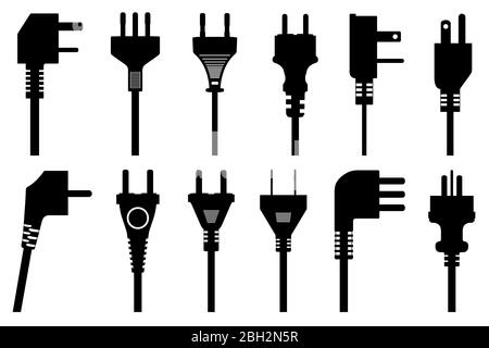 Set di spine diverse isolato su bianco Foto Stock