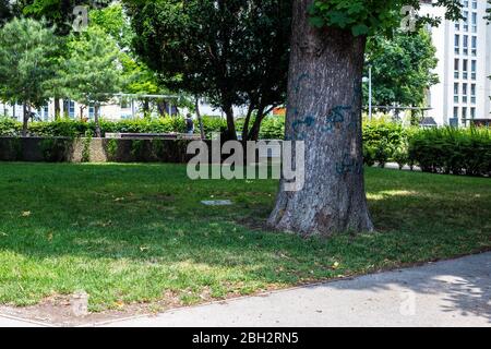 Vienna, Austria - 6 giugno 2019: Veduta di Burggarten, Vienna Foto Stock