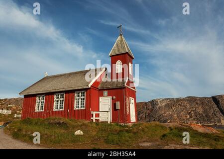 Chiesa di legno a Upernavik (Groenlandia) Foto Stock