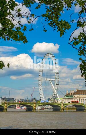 London Eye Inghilterra Regno Unito Capital River Thames Regno Unito Europa UE Foto Stock