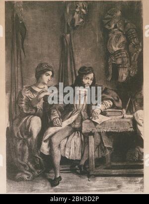 Scena del "G& xf6;tz" di Goethe (G& xf6;tz von Berlichingen che scrive le sue memorie), 1836-63. Foto Stock