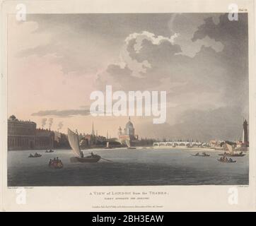 A View of London from the Thames, 1 novembre 1809. Foto Stock