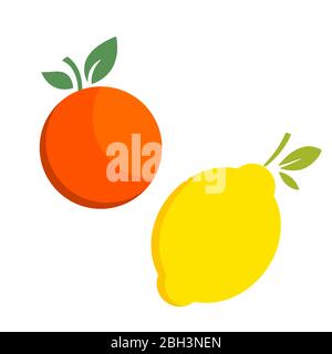 Limone arancio agrumi icona arte brillante vettore Illustrazione Vettoriale