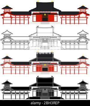 Byodo in Tempio vista frontale Illustrazione Vettoriale