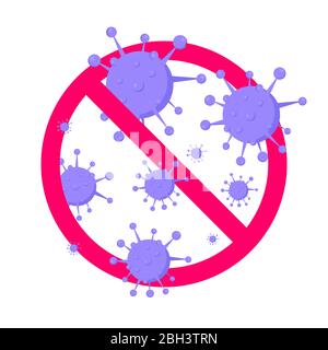Stop virus e batterie cattive o germi segno di prohobition. Illustrazione Vettoriale