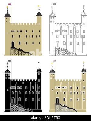 Torre e Fortezza reale vista frontale Illustrazione Vettoriale