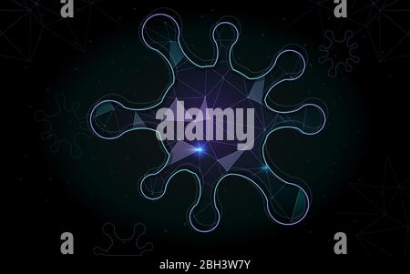 Sci fi Molecule Shape Interface screen futuristico HUD bar della nave spaziale. Virus, batteri, microbi struttura atomi forma e segno genetica illustrat Foto Stock