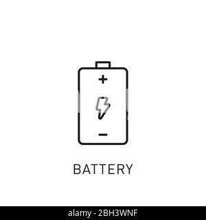 Icona della linea sottile della batteria. Elemento di progettazione per le energie rinnovabili, la tecnologia verde. Illustrazione vettoriale. Illustrazione Vettoriale