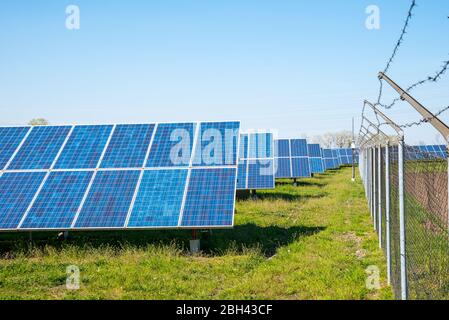 Centrale solare (stazione fotovoltaica) sul campo in Europa Foto Stock