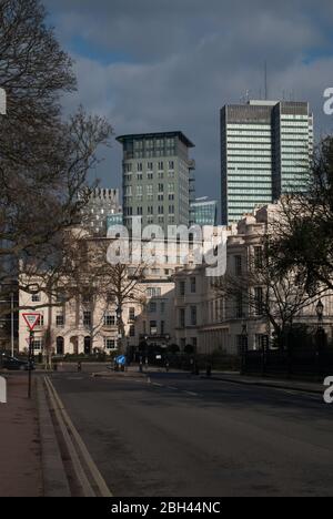 James Burton Neoclassico Regency Architecture Stucco Classico tradizionale Park Square East, Londra NW1 di John Nash Foto Stock