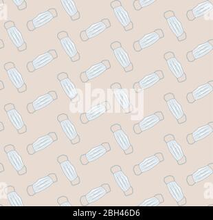 Modello senza cuciture con maschere chirurgiche per il viso. Illustrazione Vettoriale