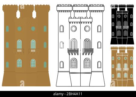 Broadway Tower vista frontale Illustrazione Vettoriale