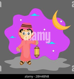 Illustrazione vettoriale di ramadan kareem per la famiglia musulmana Illustrazione Vettoriale