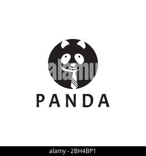 Cute panda logo disegno vettoriale illustrazione. Illustrazione Vettoriale