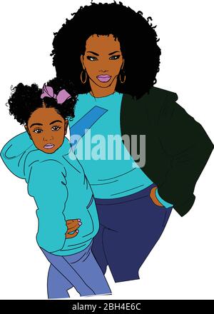 Madre e figlia African american Illustrazione Vettoriale