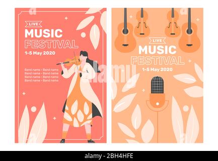Due modelli di poster per un festival musicale. Illustrazione Vettoriale