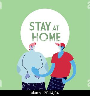 giovani uomini che usano maschere facciali a casa disegno di illustrazione vettoriale Illustrazione Vettoriale