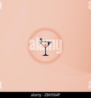 Bicchiere Martini con icona di oliva Illustrazione Vettoriale