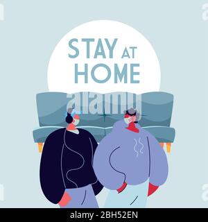 giovani uomini che usano maschere facciali a casa disegno di illustrazione vettoriale Illustrazione Vettoriale