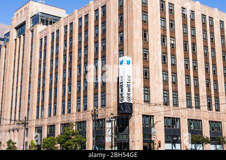 21 agosto 2019 San Francisco / CA / USA - Twitter sede centrale nel distretto SOMA; Twitter Inc è un servizio americano di microblogging e social networking Foto Stock