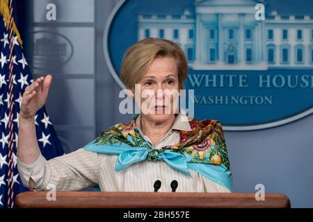 White House Coronavirus Update Briefing White House Coronavirus Task Force Response Coordinator Deborah Birx fornisce osservazioni durante un briefing di aggiornamento del coronavirus Foto Stock