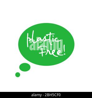 Nuvola di pensiero priva di plastica. Tema ecologia. Illustrazione vettoriale. Illustrazione Vettoriale