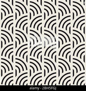 Pattern geometrico vettoriale senza giunture. Texture linee arrotondate astratte e moderne. Ripetizione degli archi concentrici. Illustrazione Vettoriale