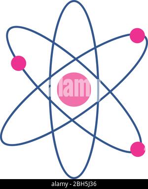 Atom Icon design, chimica scientifica tecnologia molecolare microelemento molecola di particelle e tema di potenza illustrazione vettoriale Illustrazione Vettoriale