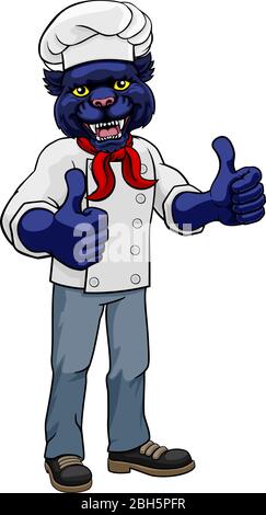 Panther Chef mascotte cartoon Character Illustrazione Vettoriale