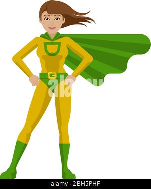Super Hero Donna Cartoon Illustrazione Vettoriale