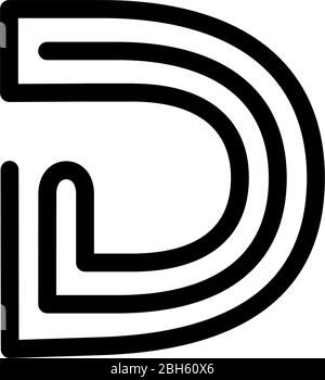 Modello di design con logo Line art D / Letter D. Illustrazione Vettoriale