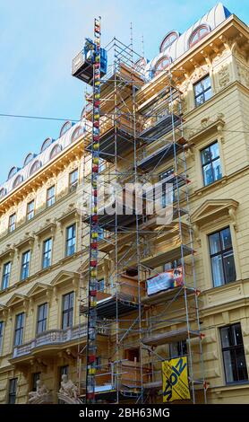 Lavori di costruzione per le strade di Vienna Foto Stock