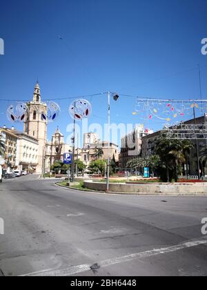 Strade vuote di Valencia, Spagna, a causa di coronavirus blocco Foto Stock