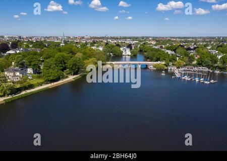 Vista aerea del lago Alster ad Amburgo Foto Stock