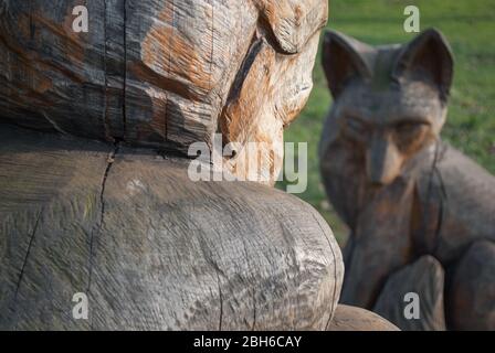 Sculture in legno intagliato sculture in legno Galleria Garden Regent's Park Road, Londra NW1 4NU Foto Stock