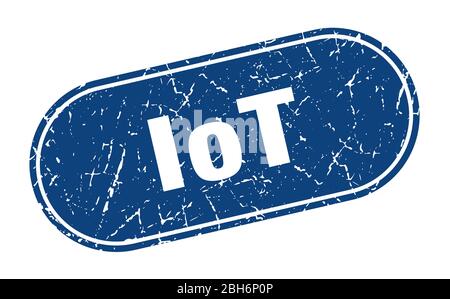 cartello iot. timbro blu iot grunge. Etichetta Illustrazione Vettoriale