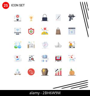 Universal Icon Symbols Gruppo di 25 moderni colori Flat di progetto, idee, vincere, business, su elementi Editable Vector Design Illustrazione Vettoriale
