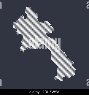 Semplice mappa diagonale stilizzata del Laos Illustrazione Vettoriale
