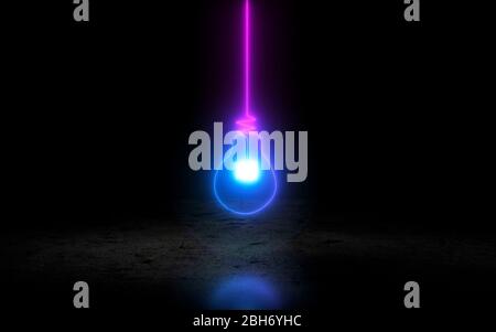 icona lampadina al neon rendering 3d Foto Stock