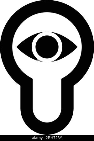 Keyhole eye looking serratura porta look concept icona nero colore vettoriale illustrazione stile piatto semplice immagine Illustrazione Vettoriale