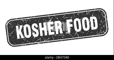 kosher cibo timbro. kosher cibo quadrato grungy segno nero Illustrazione Vettoriale