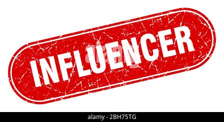 segno influencer. timbro rosso influencer grunge. Etichetta Illustrazione Vettoriale