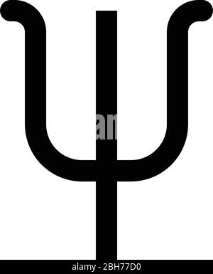 Psi simbolo greco piccola lettera carattere minuscolo icona nero colore vettore illustrazione stile piatto semplice immagine Illustrazione Vettoriale