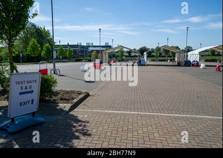 Regno Unito Coronavirus. Stazione di prova, Norwich, Norfolk, UK, 24 aprile 2020 la stazione di prova del coronavirus si trova chiusa e vuota oggi a Norwich, Norfolk. Credit Jason Bye/Alamy Live News Foto Stock