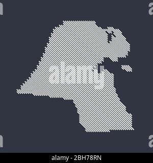 Mappa stilizzata semplice a linee diagonali del Kuwait Illustrazione Vettoriale