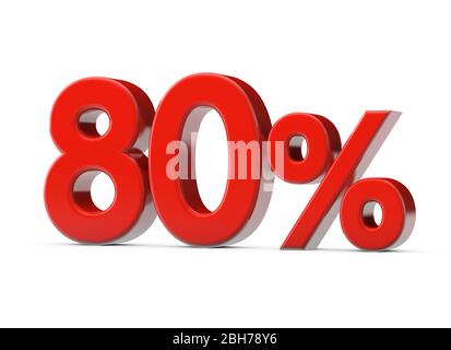 80% rosso promozione segno di vendita. Rendering 3D Foto Stock