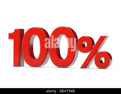 100% rosso promozione segno di vendita. Rendering 3D Foto Stock