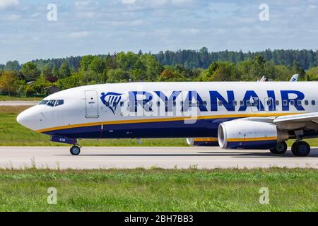 Danzica, Polonia – 29 maggio 2019: Aereo Ryanair Boeing B737-800 all'aeroporto di Danzica (GDN) in Polonia. Boeing è un produttore americano di aeromobili headqua Foto Stock