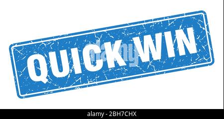 timbro quick win. etichetta blu vintage quick win. Segno Illustrazione Vettoriale